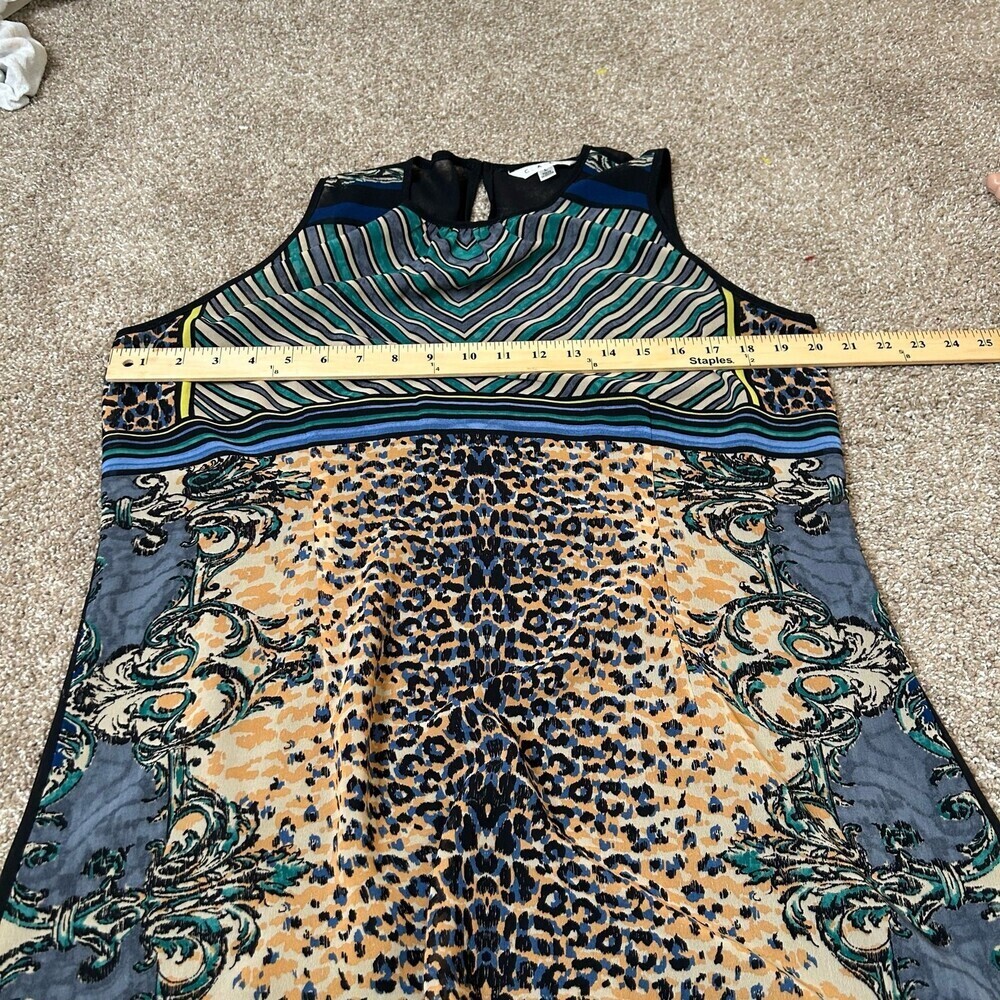 Cabi Buchanan mixed print top blouse tank black lightweight keyhole back SZ LG - Picture 4 of 8